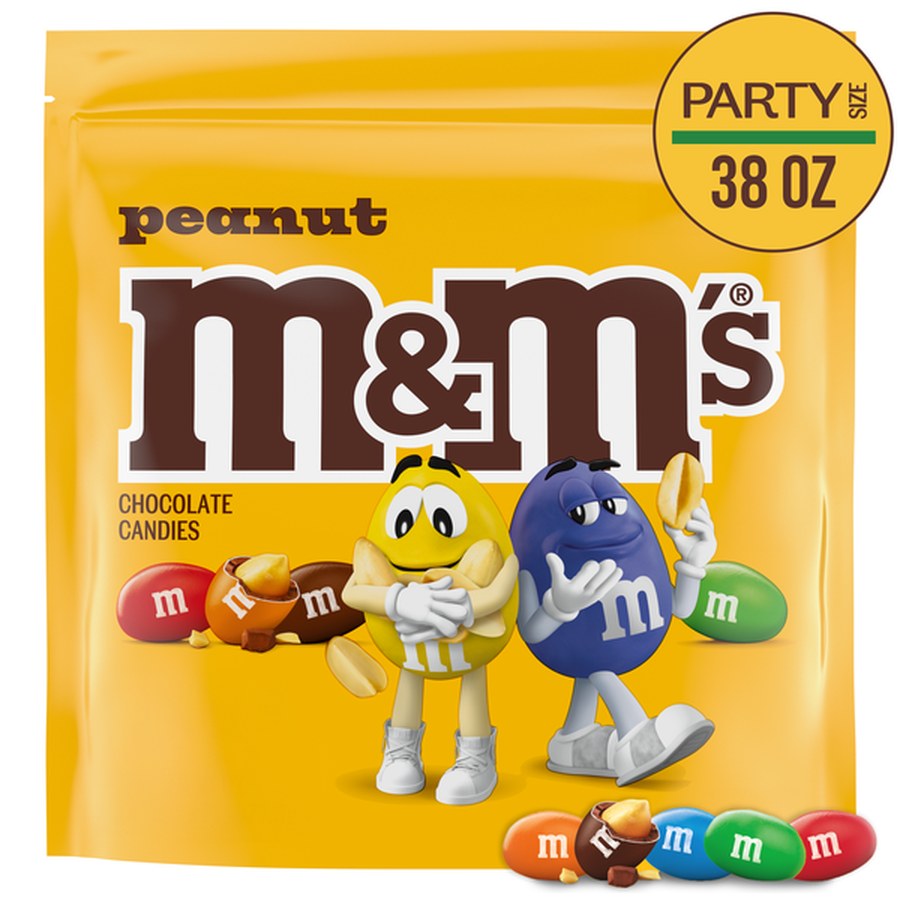 M&M's Peanut Milk Chocolate Candy, 38 oz Party Size Bag