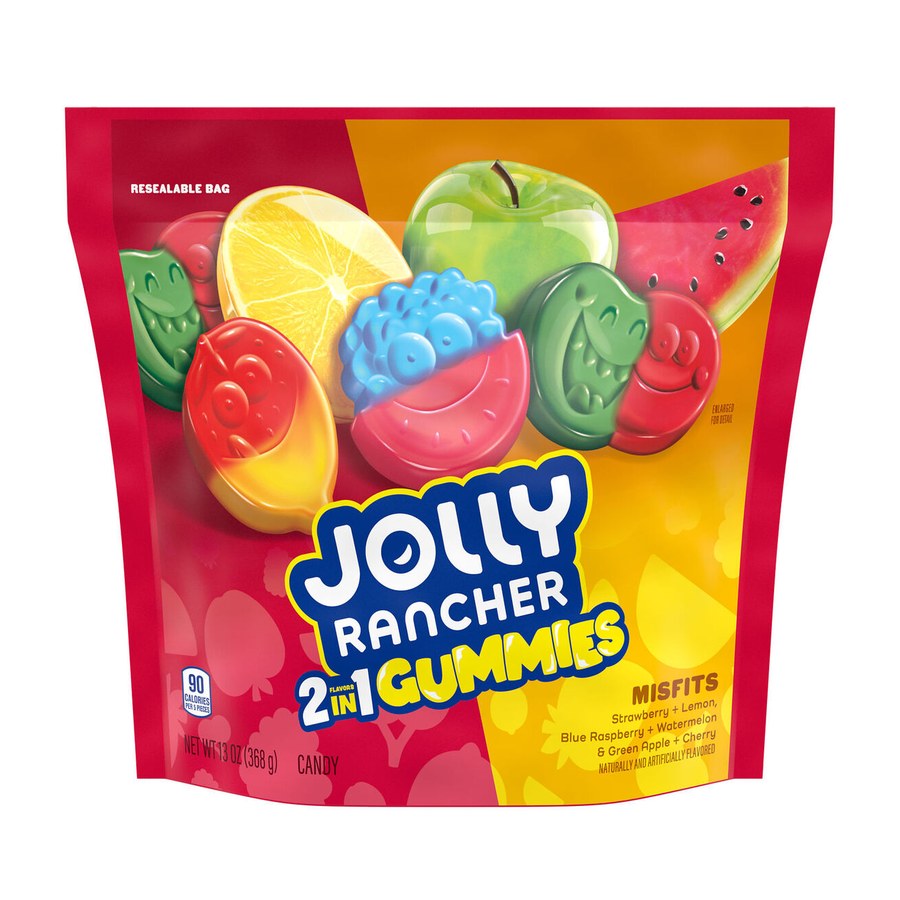 Jolly Rancher JOLLY RANCHER Misfits Gummies 2-in-1 Fruit Flavored Candy Bag, 13 oz