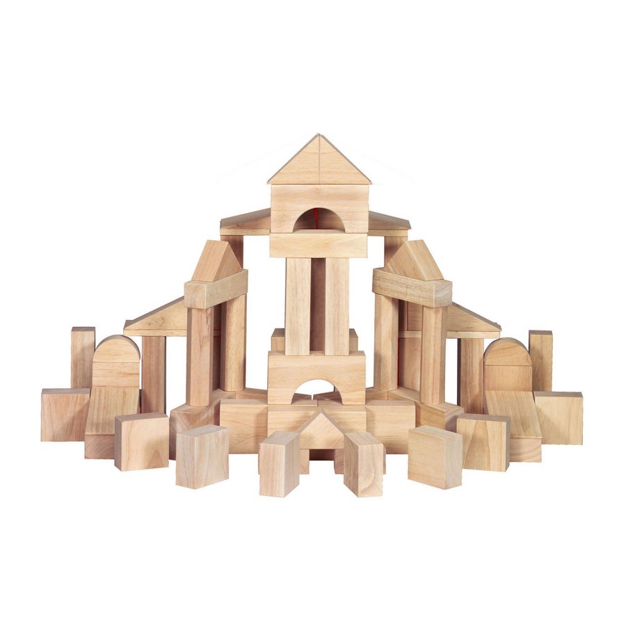Melissa & Doug Standard Unit Solid-Wood Building Blocks With Wooden Storage Tray (60pc)